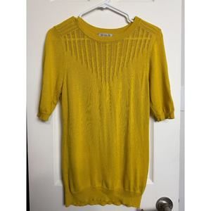 Pointelle Light Knit‎ Short Sleeve Modal Sweater Yellow by Downeast Womens M